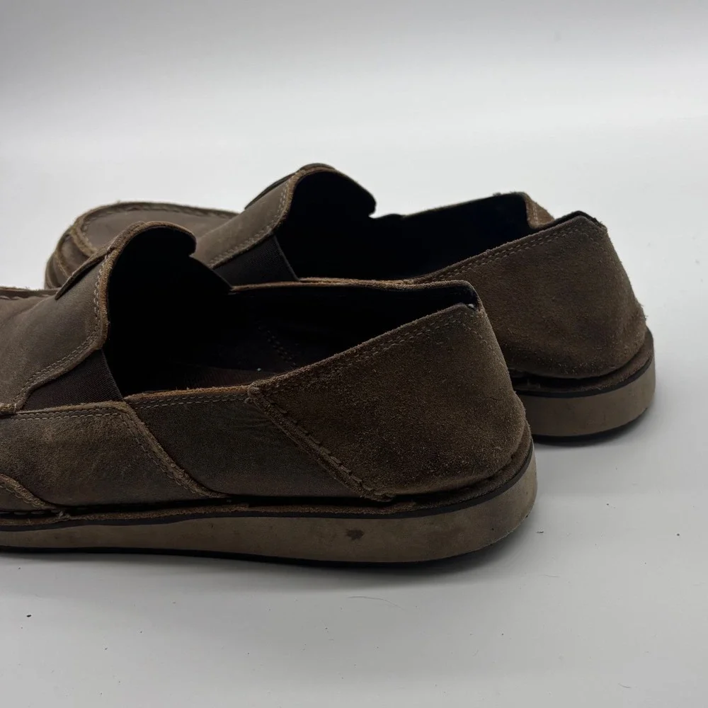 Ariat Spitfire Mens 11D Brown Leather Moc Toe Slip On Loafers
